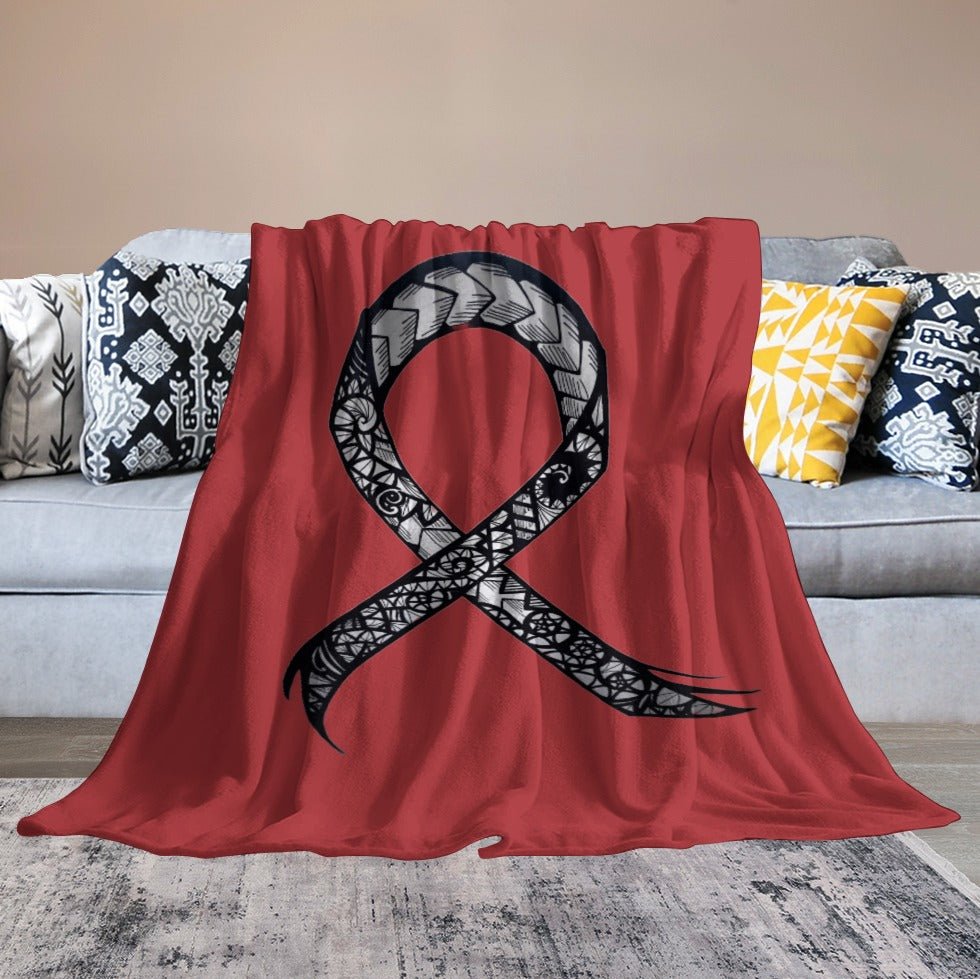 Ultra-Soft Cancer Ribbon Flannel Blanket