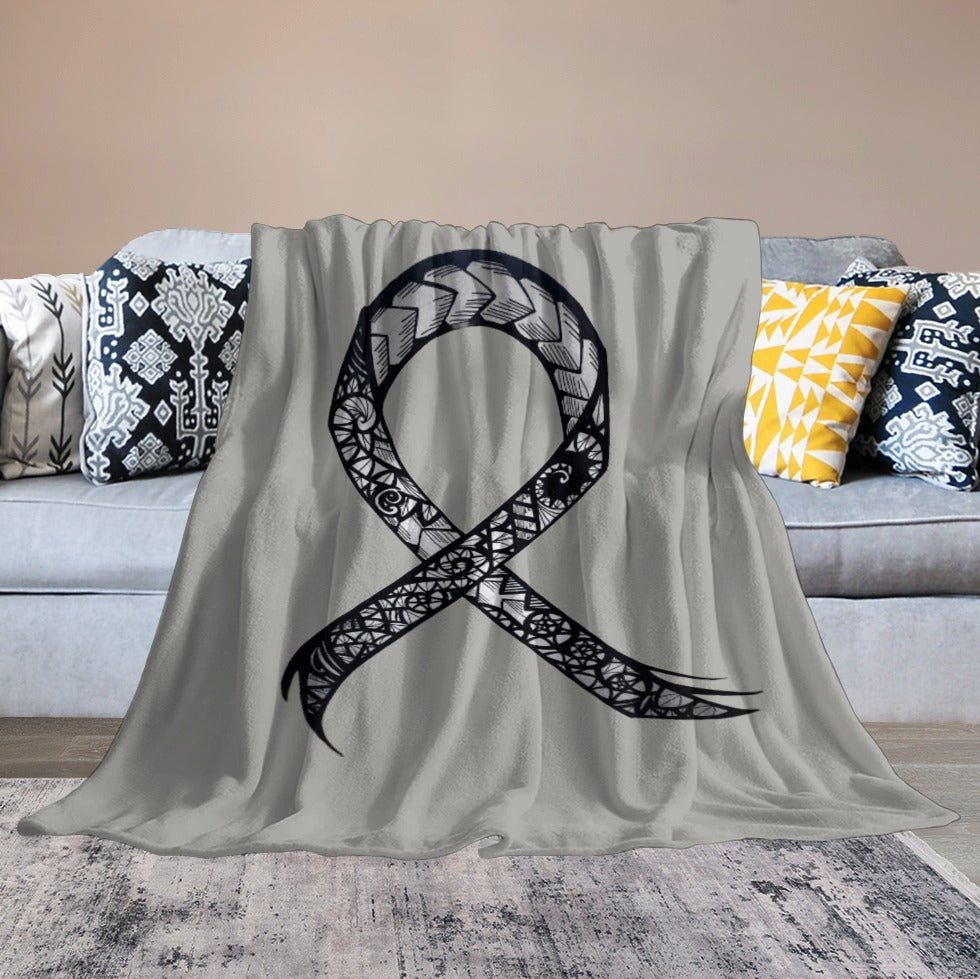 Ultra-Soft Cancer Ribbon Flannel Blanket