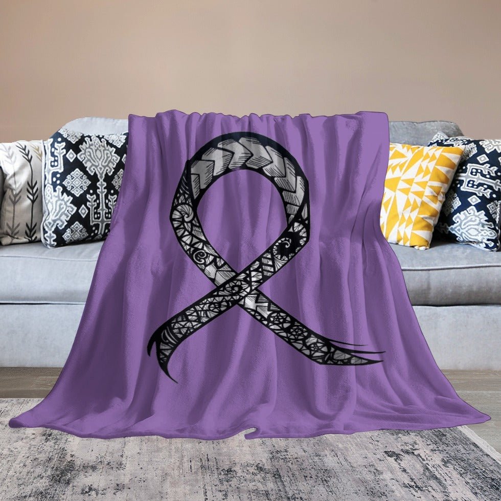 Ultra-Soft Cancer Ribbon Flannel Blanket